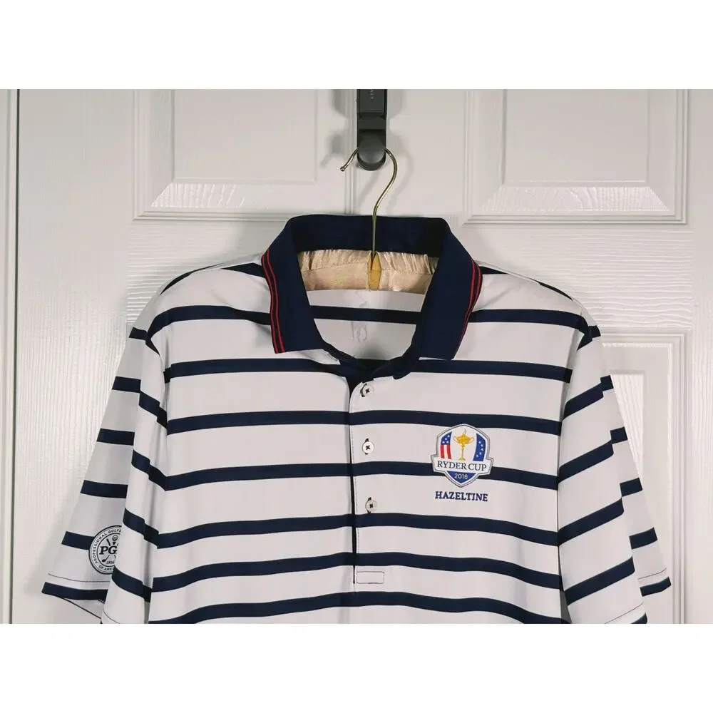 Ralph Lauren Mens Golf Polo Shirt Ryder Cup 2016 Hazeltine Size Large PGA Stripe